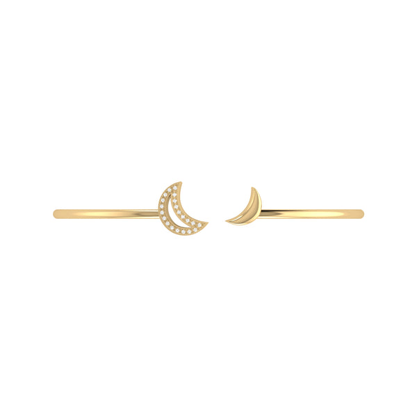 LuvMyJewelry Date Night Double Crescent Adjustable Diamond Cuff In 14K Yellow Gold Vermeil On Sterling Silver