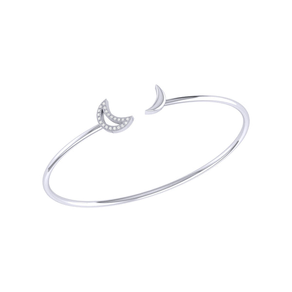 LuvMyJewelry Date Night Double Crescent Adjustable Diamond Cuff in 14K White Gold