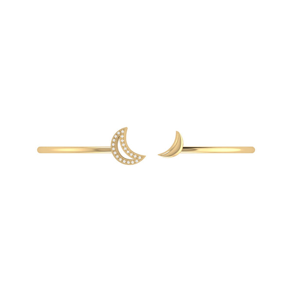 LuvMyJewelry Date Night Double Crescent Adjustable Diamond Cuff In 14K Yellow Gold