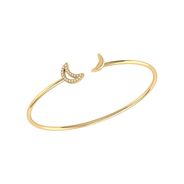 LuvMyJewelry Date Night Double Crescent Adjustable Diamond Cuff in 14K Yellow Gold