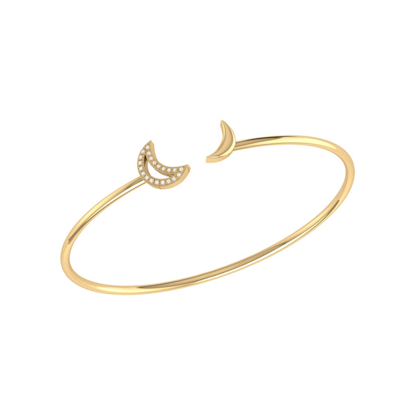 LuvMyJewelry Date Night Double Crescent Adjustable Diamond Cuff in 14K Yellow Gold Vermeil on Sterling Silver