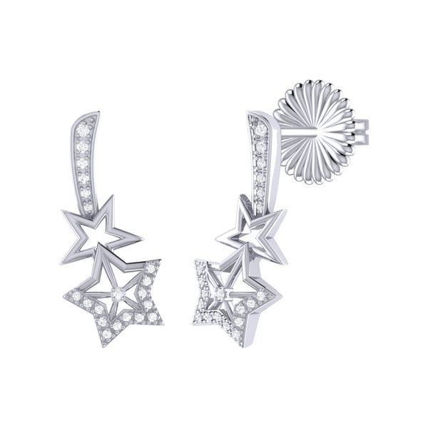 LuvMyJewelry Dazzle Duo Diamond Ear Climbers in 14K White Gold