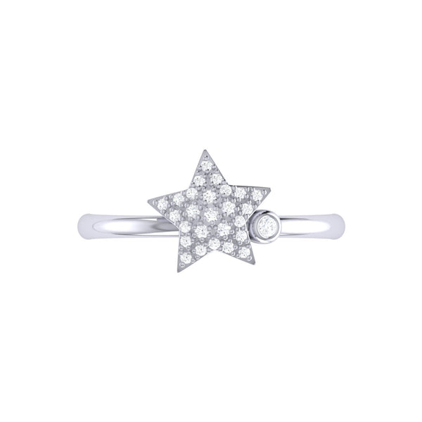 LuvMyJewelry Dazzling Star Bezel Diamond Ring In 14K White Gold