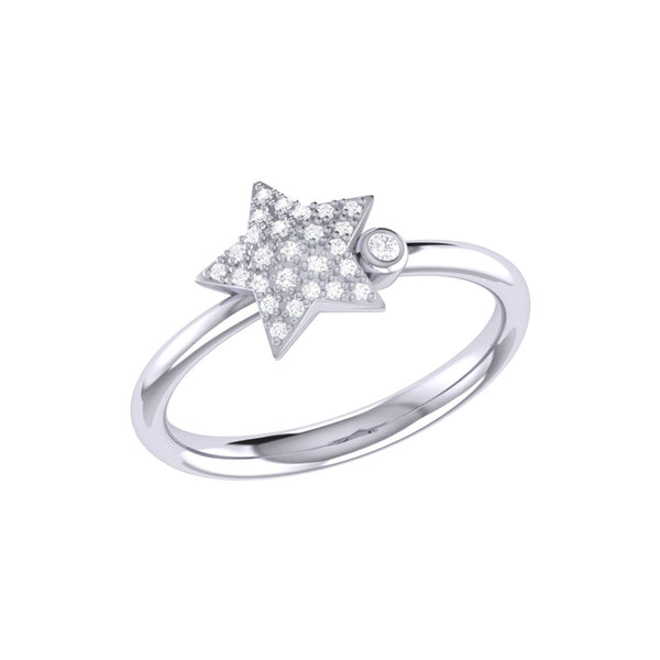 LuvMyJewelry Dazzling Star Bezel Diamond Ring in 14K White Gold