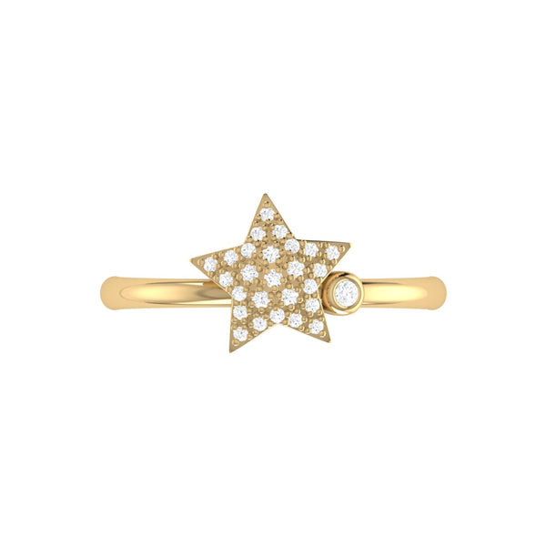 LuvMyJewelry Dazzling Star Bezel Diamond Ring In 14K Yellow Gold Vermeil On Sterling Silver