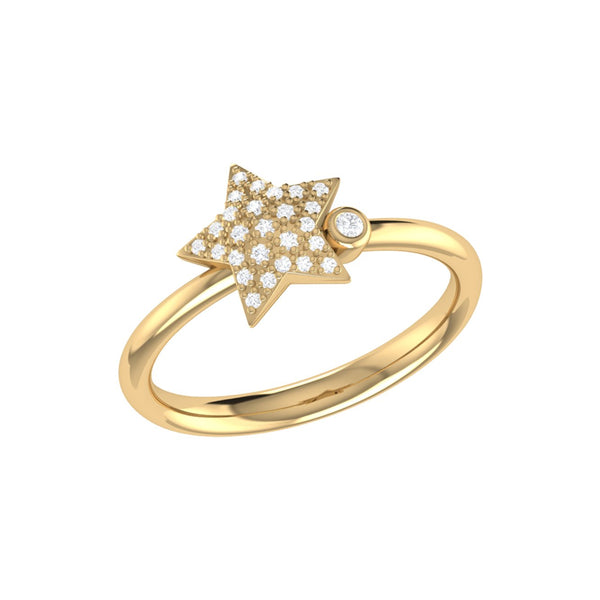 LuvMyJewelry Dazzling Star Bezel Diamond Ring in 14K Yellow Gold