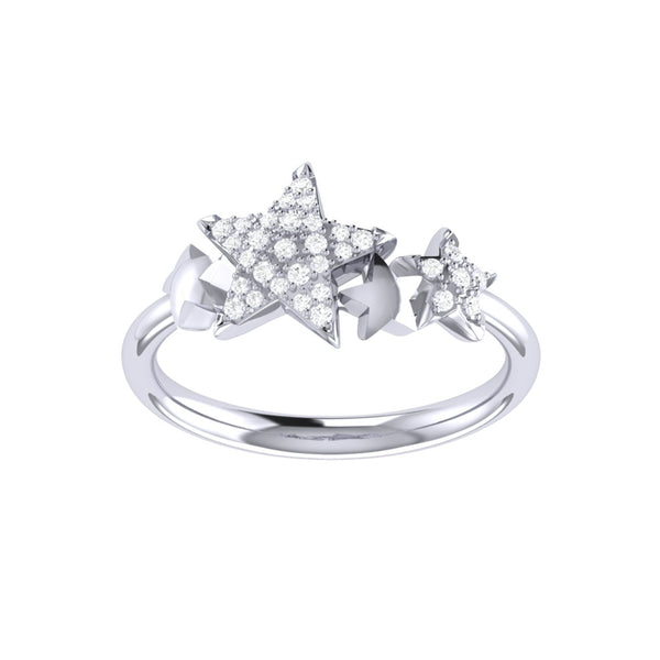LuvMyJewelry Dazzling Star Cluster Diamond Ring in 14K White Gold