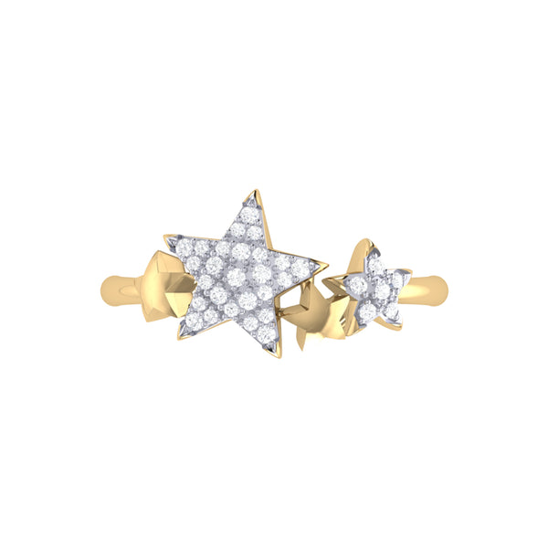 LuvMyJewelry Dazzling Star Cluster Diamond Ring In 14K Yellow Gold Vermeil On Sterling Silver