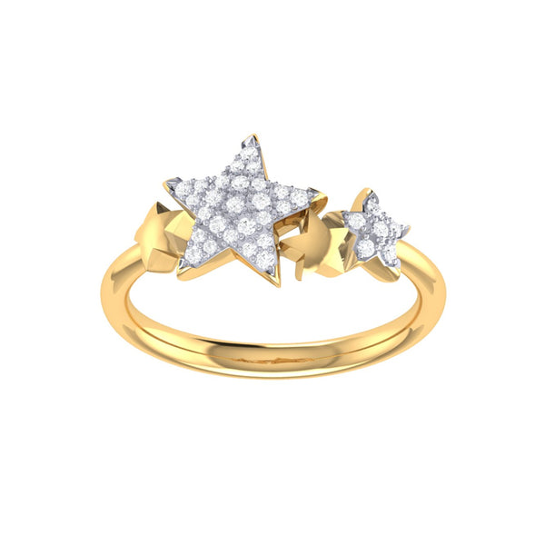 LuvMyJewelry Dazzling Star Cluster Diamond Ring in 14K Yellow Gold
