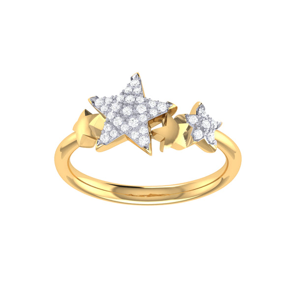 LuvMyJewelry Dazzling Star Cluster Diamond Ring in 14K Yellow Gold Vermeil on Sterling Silver