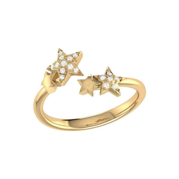 LuvMyJewelry Dazzling Star Couples Diamond Open Ring in 14K Yellow Gold