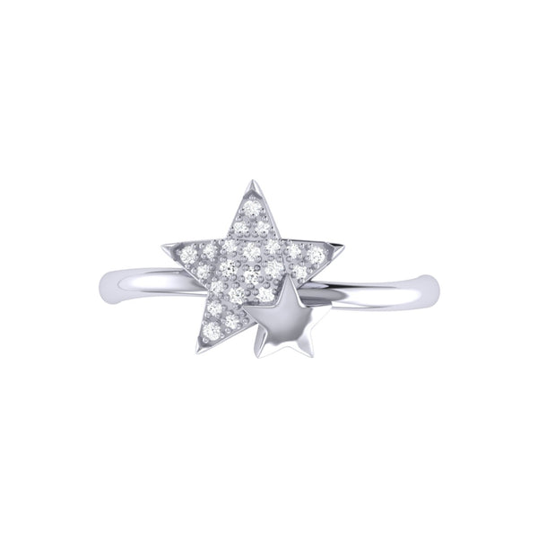 LuvMyJewelry Dazzling Starkissed Duo Diamond Ring In 14K White Gold