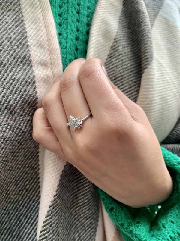 LuvMyJewelry Dazzling Starkissed Duo Diamond Ring In 14K White Gold