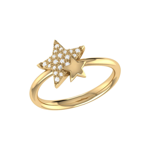 LuvMyJewelry Dazzling Starkissed Duo Diamond Ring in 14K Yellow Gold Vermeil on Sterling Silver