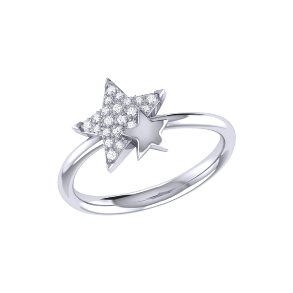 LuvMyJewelry Dazzling Starkissed Duo Diamond Ring in Sterling Silver
