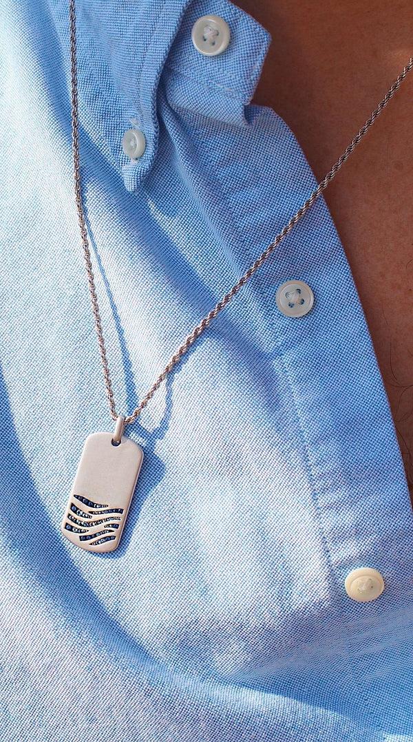 LuvMyJewelry Deep Blue Sea Sterling Silver Blue Sapphire & Topaz Stone Tag