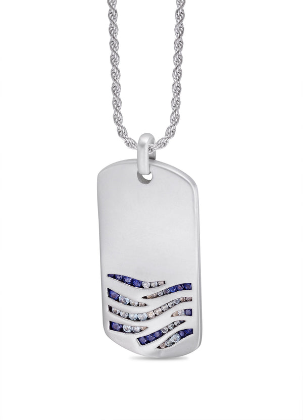 LuvMyJewelry Deep Blue Sea Sterling Silver Blue Sapphire & Topaz Stone Tag