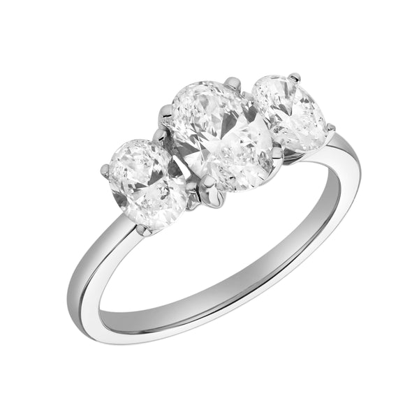 LuvMyJewelry Delila 14K White Gold Oval Cut Lab Grown Diamond Trinity Ring - 2 Ct
