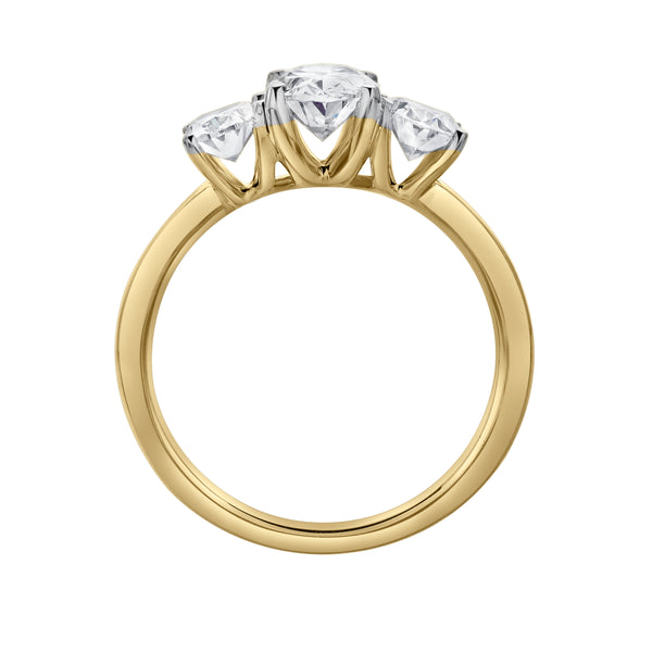 LuvMyJewelry Delila 14K Yellow Gold Oval Cut Lab Grown Diamond Trinity Ring - 2 Ct