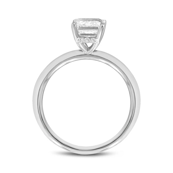 LuvMyJewelry Delphine 14K White Gold Emerald Cut Lab Grown Diamond Hidden Halo Engagement Ring - 2.1 Ctw