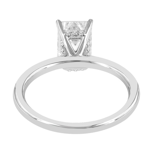 LuvMyJewelry Delphine 14K White Gold Emerald Cut Lab Grown Diamond Hidden Halo Engagement Ring - 2.1 Ctw