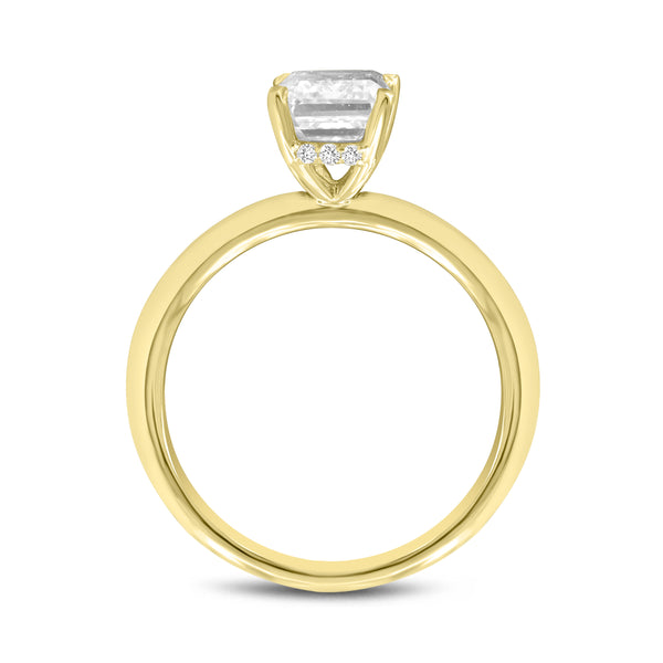 LuvMyJewelry Delphine 14K Yellow Gold Emerald Cut Lab Grown Diamond Hidden Halo Engagement Ring - 2.1 Ctw