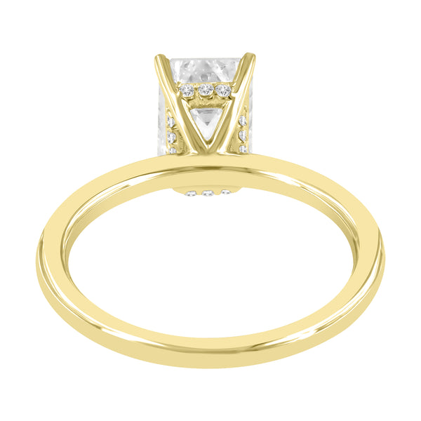 LuvMyJewelry Delphine 14K Yellow Gold Emerald Cut Lab Grown Diamond Hidden Halo Engagement Ring - 2.1 Ctw
