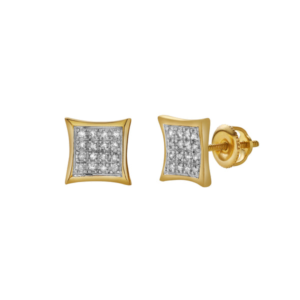 LuvMyJewelry Deslumbrar 10K Yellow Gold Diamond Unisex Earrings - 0.11 Cts