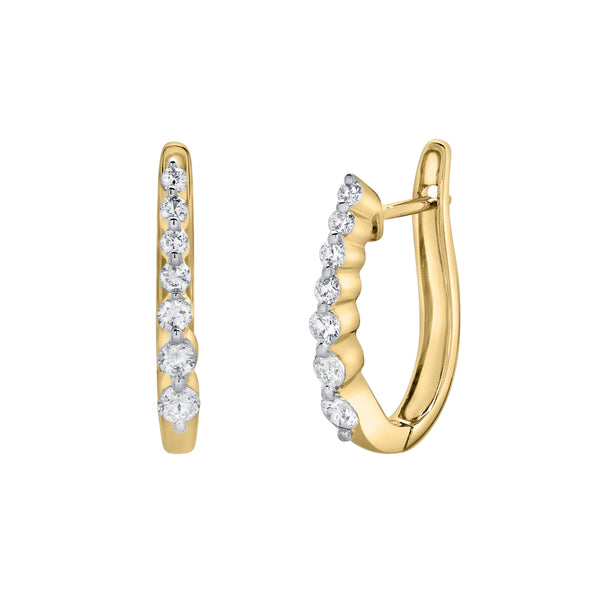 LuvMyJewelry Dewdrop Cascading Diamond Huggie Hoop Earrings In 14K Yellow Gold