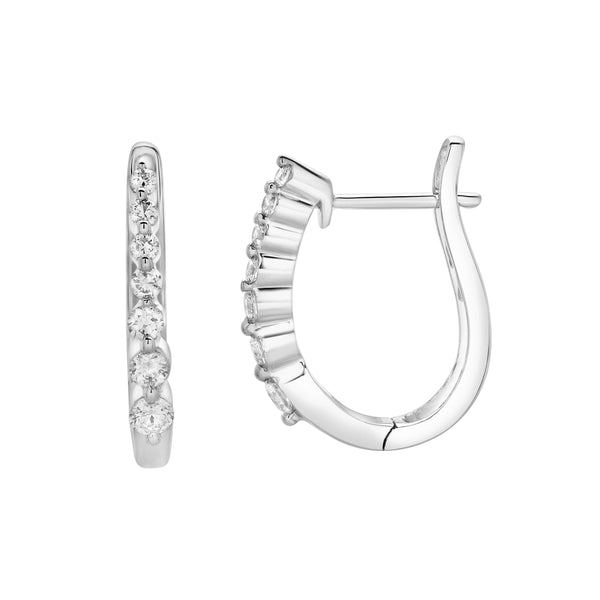 LuvMyJewelry Dewdrop Cascading Diamond Huggie Hoop Earrings in 14K White Gold