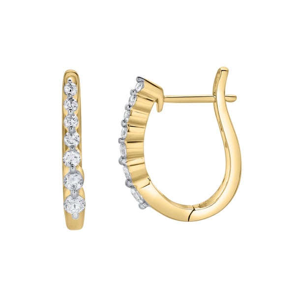 LuvMyJewelry Dewdrop Cascading Diamond Huggie Hoop Earrings in 14K Yellow Gold