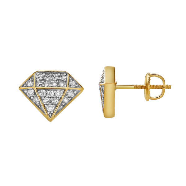 LuvMyJewelry Diadem XL 10K Yellow Gold Cluster Diamond Unisex Earrings - 0.33 Cts