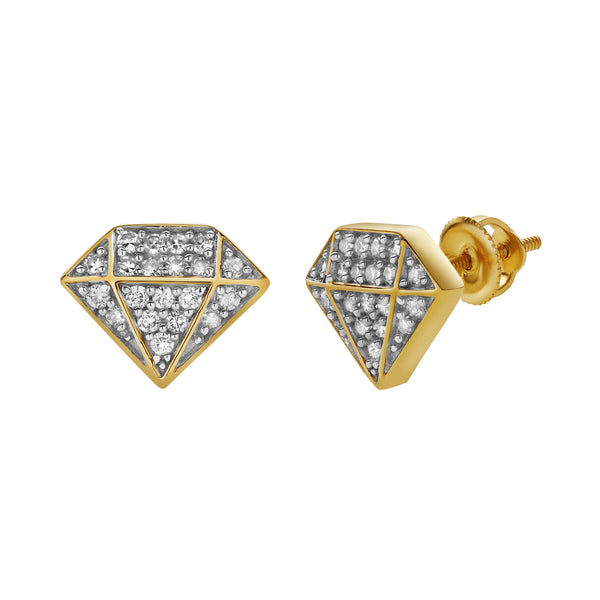 LuvMyJewelry Diadem XL 10K Yellow Gold Cluster Diamond Unisex Earrings - 0.33 Cts