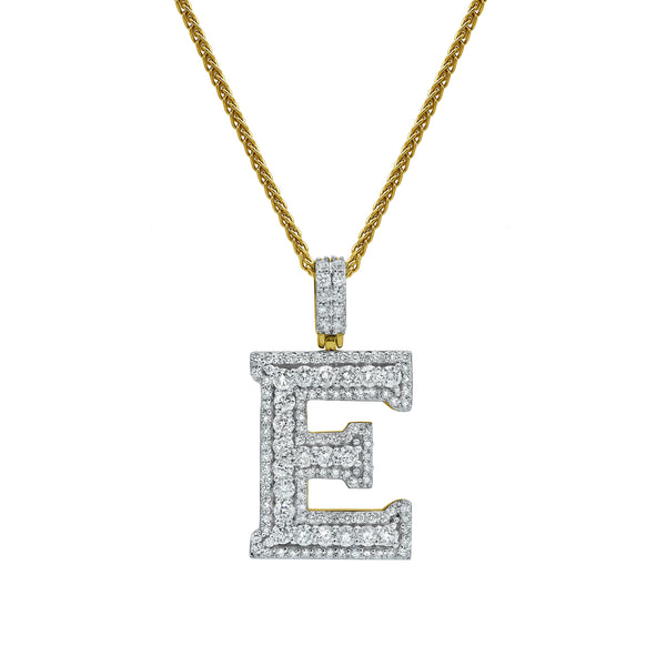 LuvMyJewelry Diamond Initial E - 2.4 (ct. Wt.) 14K Yellow Gold Initial Pendant