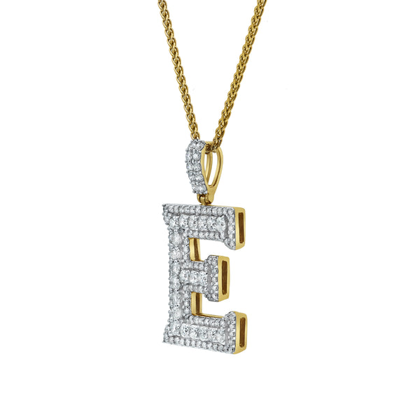 LuvMyJewelry Diamond Initial E - 2.4 (ct. Wt.) 14K Yellow Gold Initial Pendant