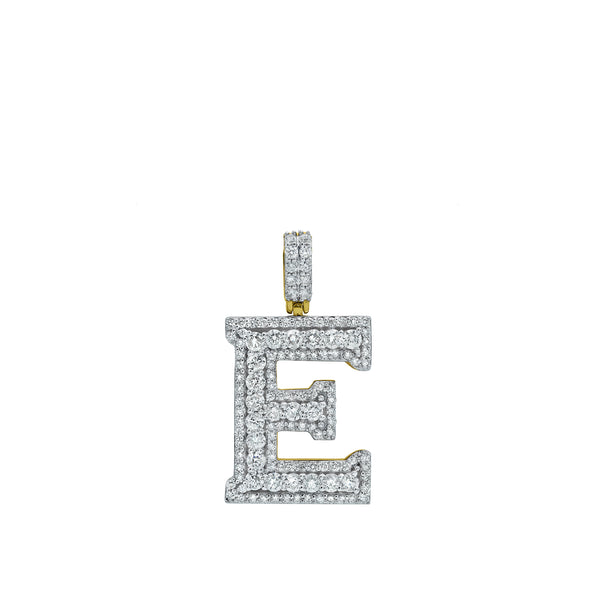 LuvMyJewelry Diamond Initial E - 2.4 (ct. wt.) 14K Yellow Gold Initial Pendant