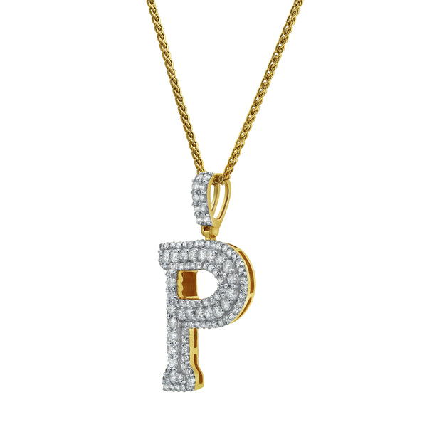 LuvMyJewelry Diamond Initial P - 2.19 (ct. Wt.) 14K Yellow Gold Initial Pendant