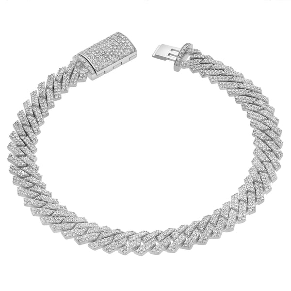 LuvMyJewelry Diamond Link Cuban Bracelet Natural Diamonds (3.25 Cttw) in 10k White Gold