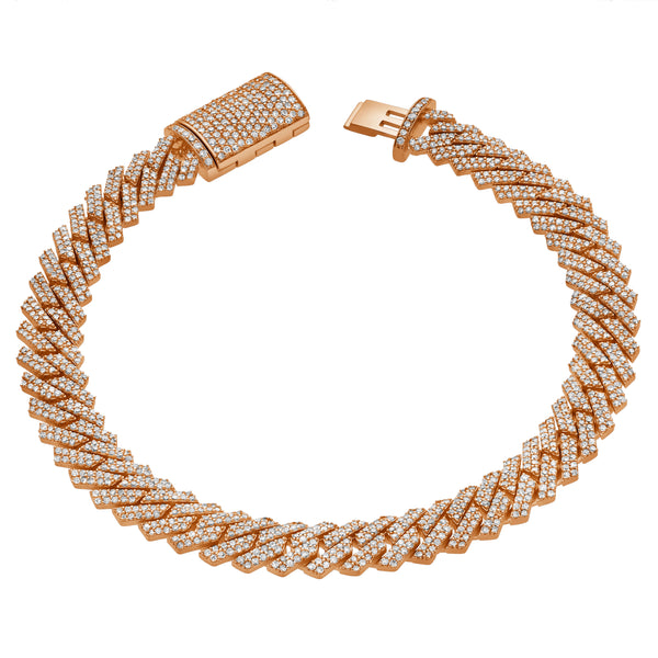 LuvMyJewelry Diamond Link Cuban Bracelet Natural Diamonds (3.50 Cttw) in 10k Rose Gold