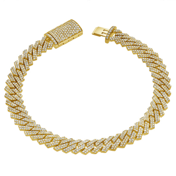 LuvMyJewelry Diamond Link Cuban Bracelet Natural Diamonds (3.50 Cttw) in 10k Yellow Gold