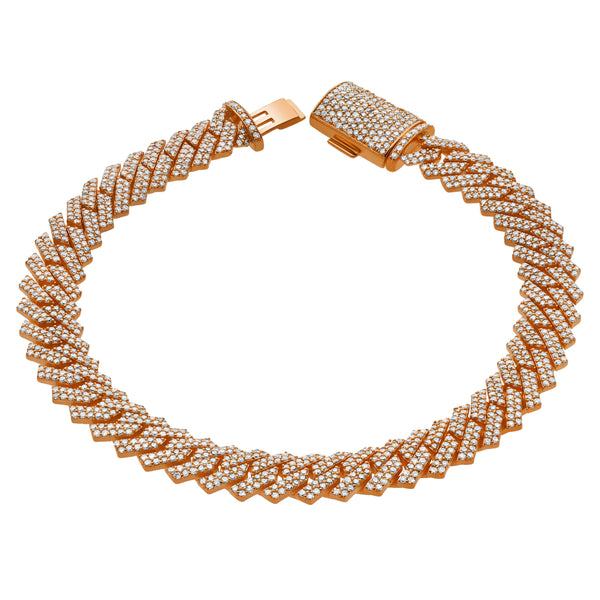 LuvMyJewelry Diamond Link Cuban Bracelet Natural Diamonds (4.75 Cttw) in 10k Rose Gold