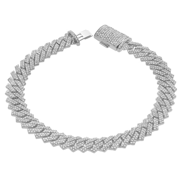 LuvMyJewelry Diamond Link Cuban Bracelet Natural Diamonds (4.75 Cttw) in 10k White Gold