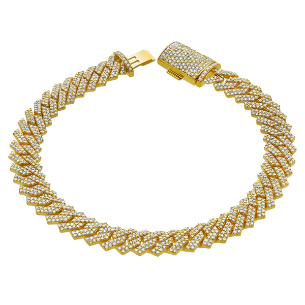 LuvMyJewelry Diamond Link Cuban Bracelet Natural Diamonds (5.35 Cttw) in 10k Yellow Gold