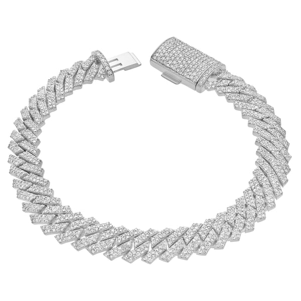 LuvMyJewelry Diamond Link Cuban Bracelet Natural Diamonds (5.60 Cttw) in 10k White Gold