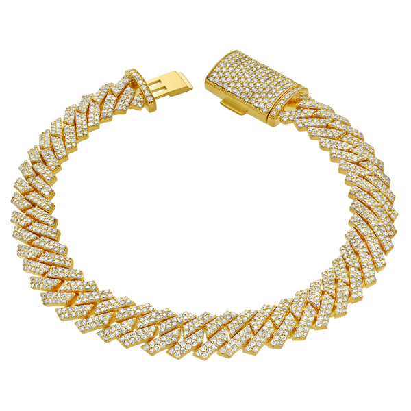 LuvMyJewelry Diamond Link Cuban Bracelet Natural Diamonds (6.30 Cttw) in 10k Yellow Gold