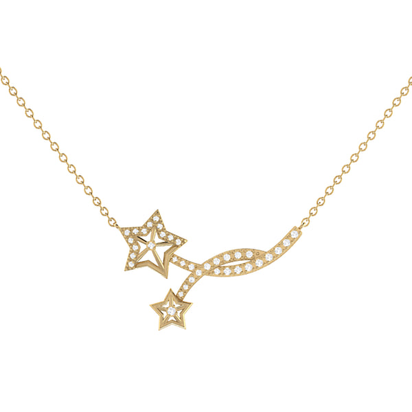 LuvMyJewelry Divergent Stars Diamond Necklace in 14K Gold Vermeil on Sterling Silver