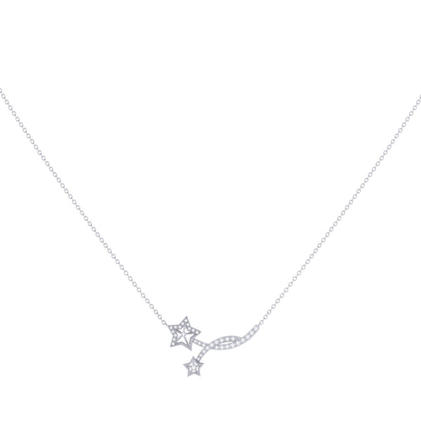 LuvMyJewelry Divergent Stars Diamond Necklace In 14K White Gold