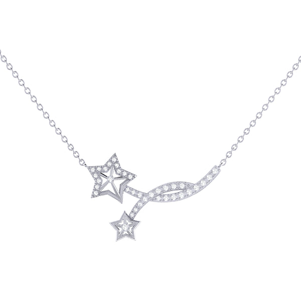 LuvMyJewelry Divergent Stars Diamond Necklace in Sterling Silver