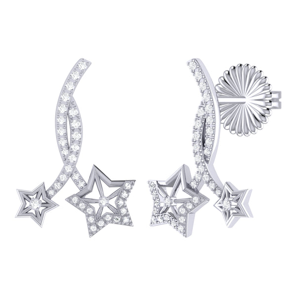LuvMyJewelry Divergent Stars Diamond Twist Earrings in 14K White Gold