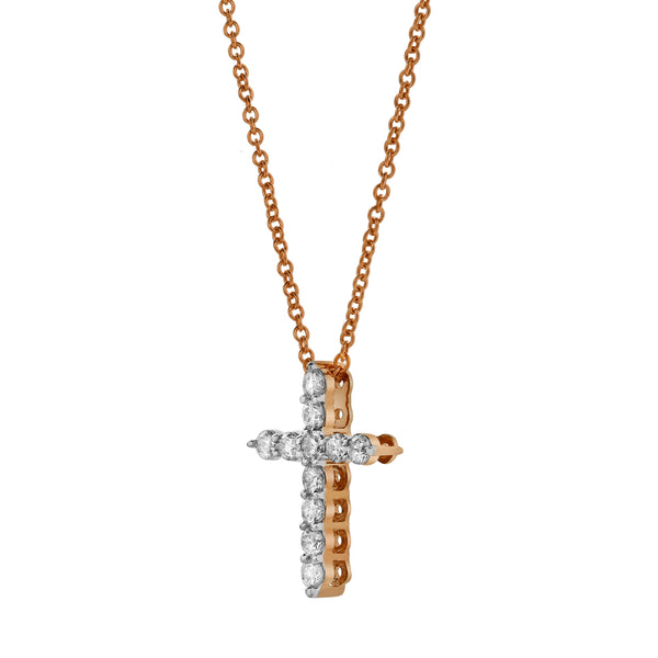 LuvMyJewelry Divine 10K Rose Gold Cross Diamond Pendant - 0.25 Ctw